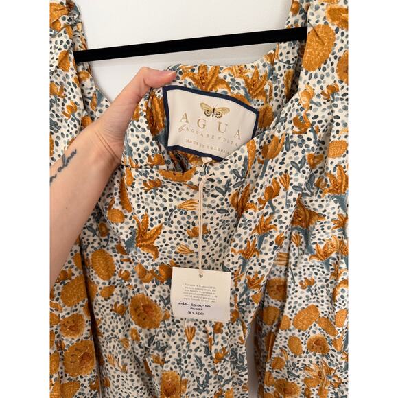 NWT Agua by Agua Bendita Vida Capullo Dress Long Sleeve Maxi Dress Gown - Picture 8 of 11